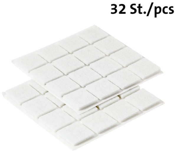 32 Stk. Filzgleiter 19x19 mm weiss