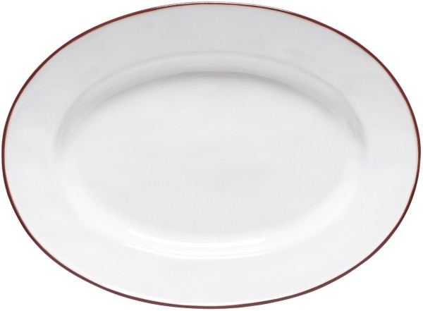 Beja Platte oval 30x21.6 H3.3cm weiss-rot