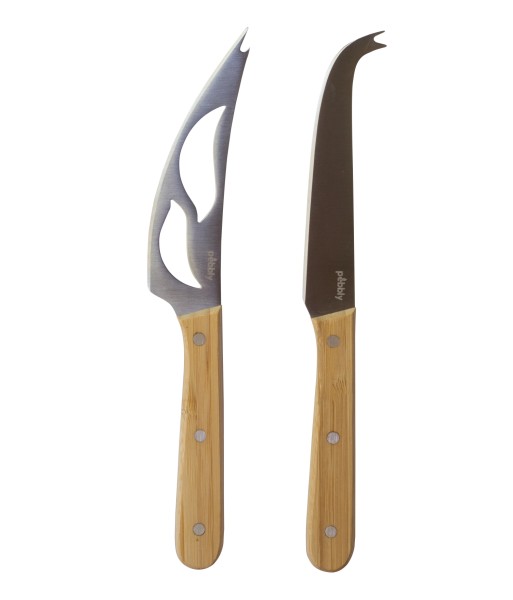 2er Set Käsemesser, Bambus u. Edelstahl, 22cm