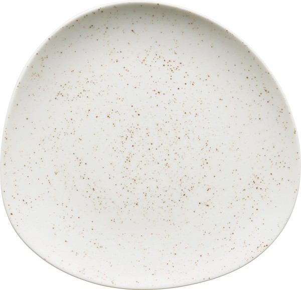 Pottery Unique white Teller flach asymmetrisch coupe 15cm