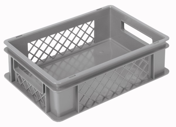 Behälter grau 40x30x12cm Standard Boden geschlos/Wände perfo