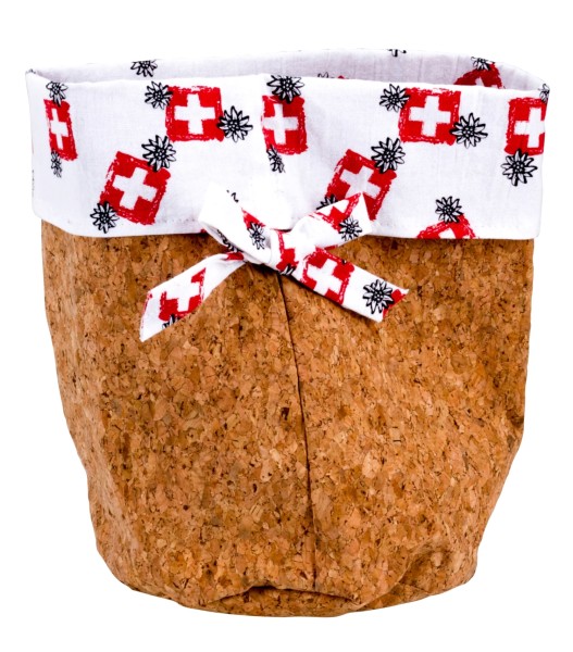 Brottasche CH-Kreuz Kork, weiss, Ø16 cm, H: 23 cm