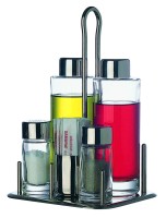 Ménage Set 5ltg Salz Pfeffer Essig Oel und Zahnstocher