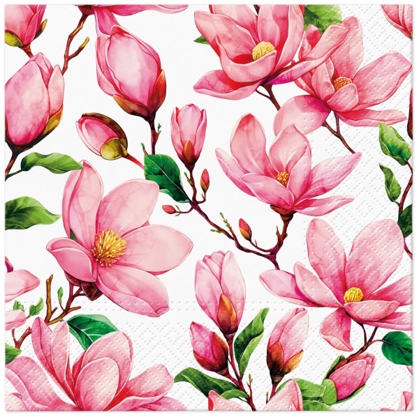 Servietten Lunch 20x rosa Blüte 33x33cm