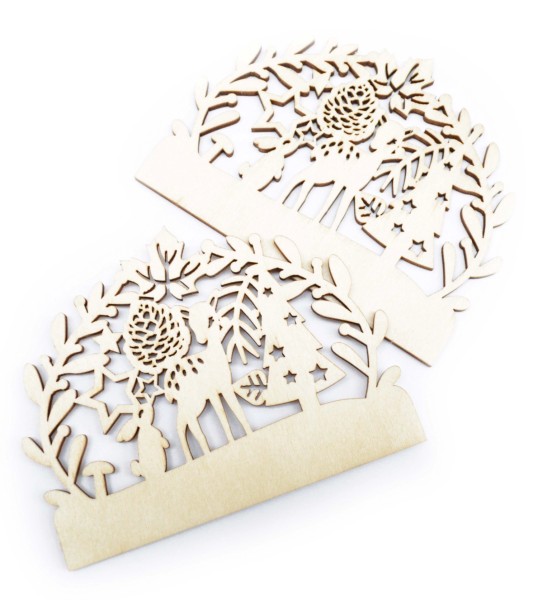 2er Set Holzdekoration für Rouladen Motiv Zauberwald