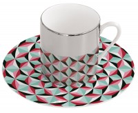 Magic Cup Espressotasse m. Untere in GB, "Geo" pink, 120 ml