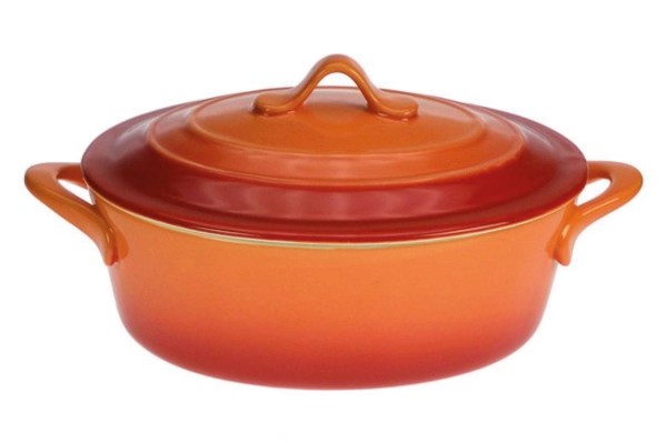 Auflaufform oval mit Deckel 0.5 L, 16.5x13x6.5cm, orange