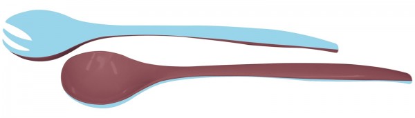 Duo Salatbesteck kastanie/hellblau 29 cm