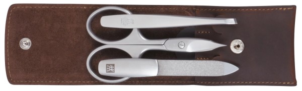 3tlg. Taschen-Etui, Rindleder, braun