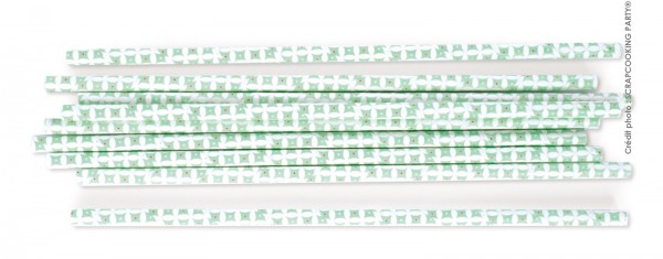 Trinkhalme Papier, 20 Stk. "Rosetten hellgrün"