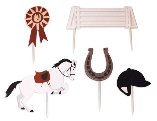 5er Set Kuchendekoration Reit Motive Papier