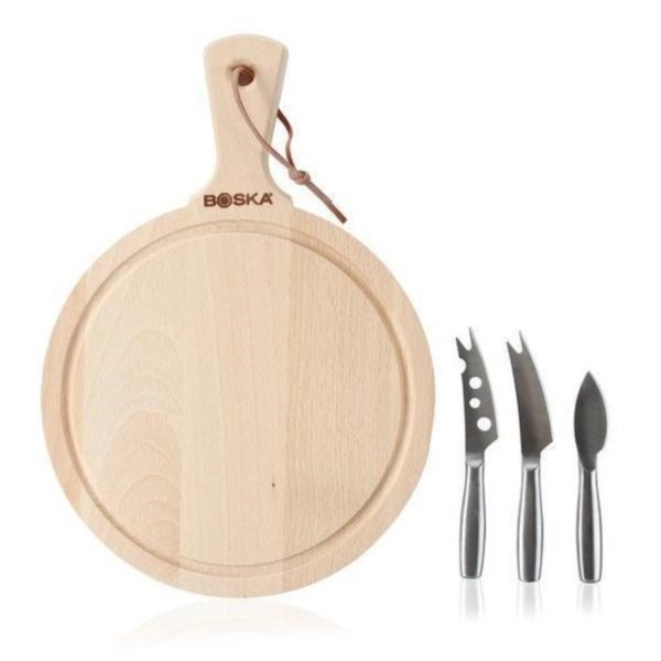 Käseset Amigo Rund D23.5cm braun Edelstahl Buche