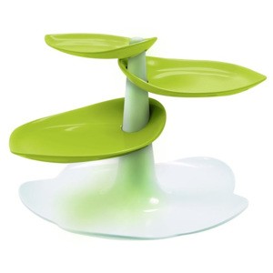 Zak! Designs Zak! Ein großer, weißer und grüner mehrstöckiger Teller