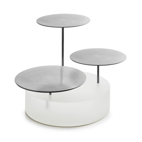 Ice Servierblock mit 3 Tabletts rund D21cm weiss/silber