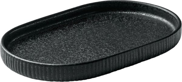 Playground Nara Platte oval Relief schwarz 18cm