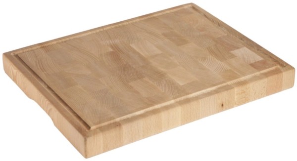 Holzschneidbrett GN 1/1 aus 5 cm Buchenstirnholz mit 4 Gummi