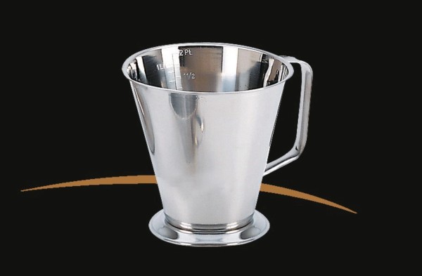 Messbecher mit Ringfuss und Ausgiesser graduiert 2 L.