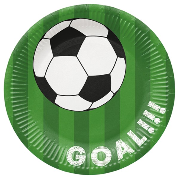 Pappteller rund 8x Fussball, 23cm