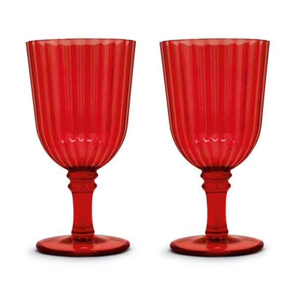 2er Set Gläser aus Acryl 460ml, rot