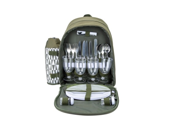 Picknick-Rucksack beige, 4 Pers. 30x20x40cm