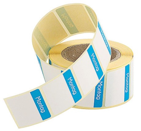 Etiketten 30x24 mm auf Rollen zu 500 Stk. Montag