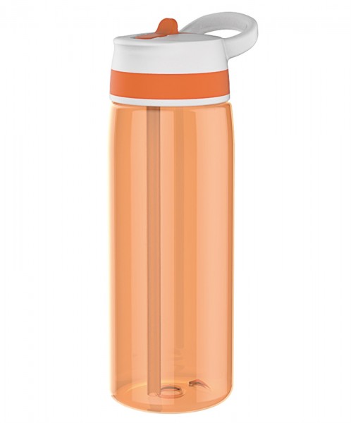 Trinkflasche Sprint m. Trinkhalm 75cl, orange