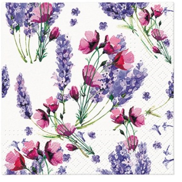 Servietten Lunch 20x Fragant lavender, 25x25cm