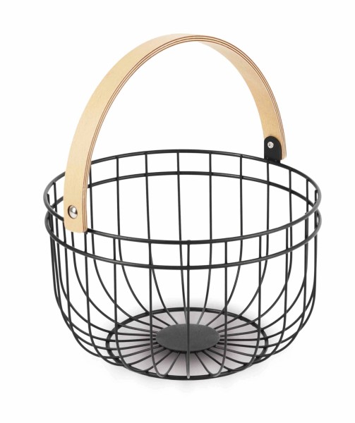 Obstkorb Gitter rund mit Henkel aus Holz D25 H18cm