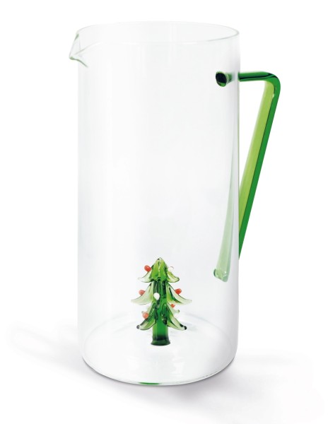 Karaffe aus Borosilikatglas 1.2 lt. m. Weihnachtsbaum