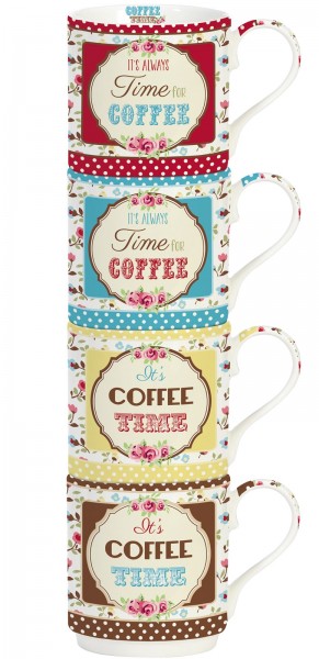 Time for Coffee 4er Set Porzellanb. stapelbar 275 ml in GB