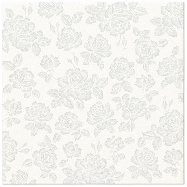 Servietten Dinner 50x Subtle Roses silver 40x40cm