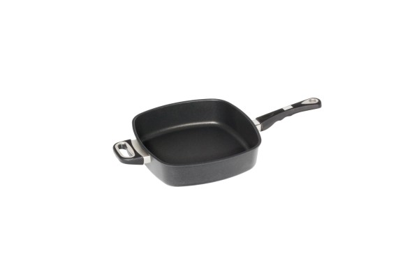 Eck-Pfanne 28x28cm: H7cm m. Griff u. Stiel