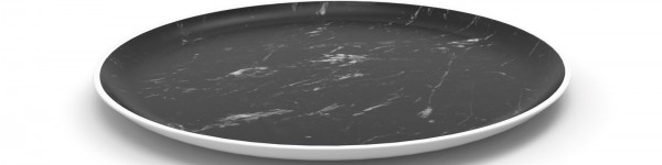 Osmos Platte rund, Marmor Optik schwarz/weiss Ø19x1.1cm