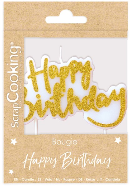 Kerze Happy Birthday gold