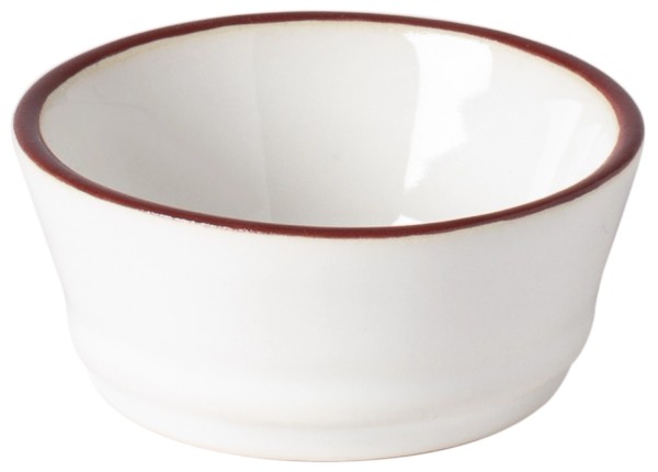 Beja Förmchen u. Butterdose D6.7cm H3.1cm 5cl weiss-rot