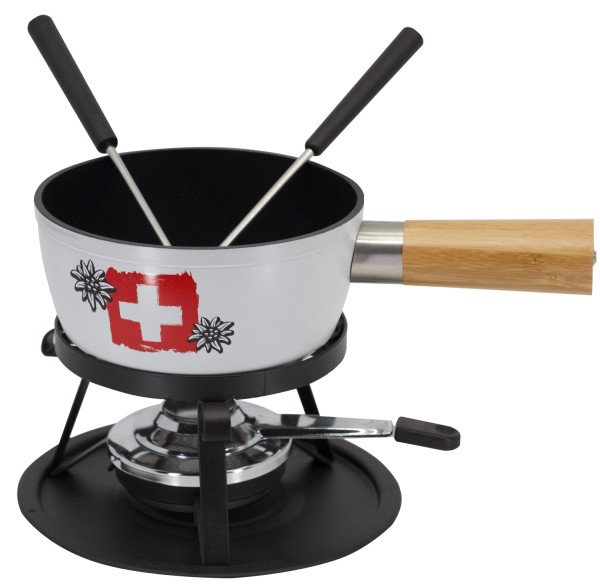 Käsefondue Set Swiss, Aluguss, 5-teilig, Ø16cm, weiss