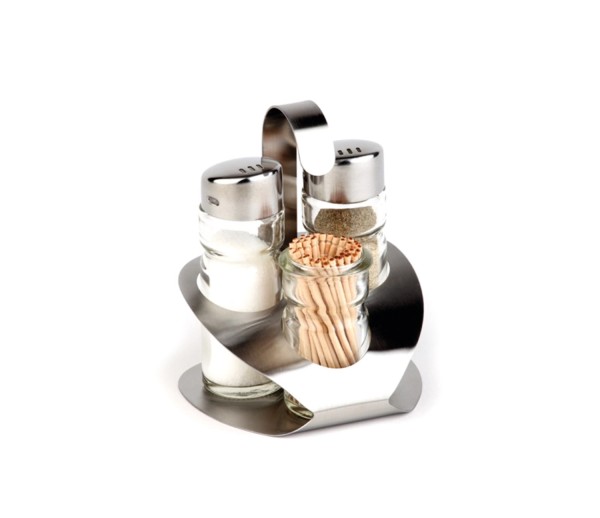 3-tlg. Menage Pro, ca. 9.2x8.5cm, H11.5cm