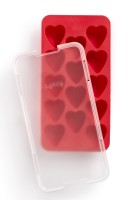 Eiswürfelbehälter Herz 23x11.8x3.2cm Silikon rot