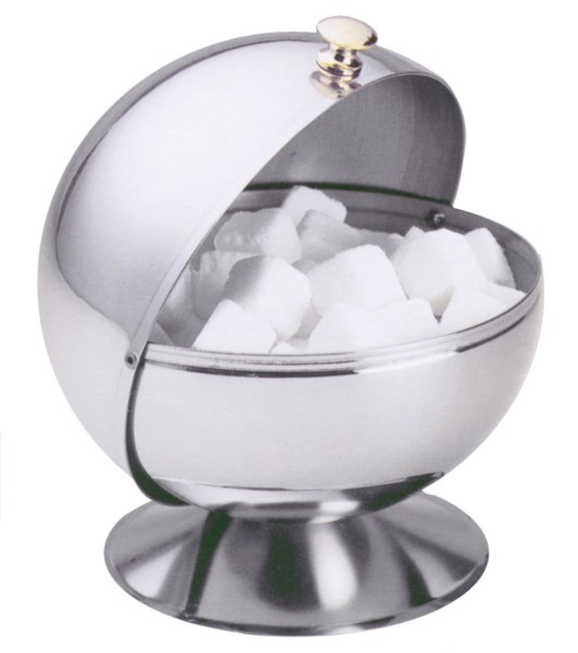 Zuckerdose Kugel mit Goldgriff 13 cm
