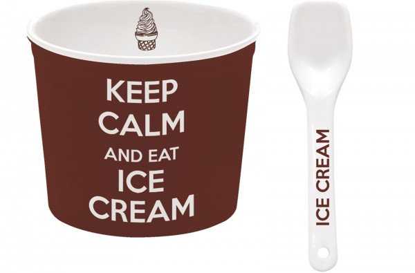 Keep Calm Porzellan Eisbecher, braun, Ø 8.5 cm