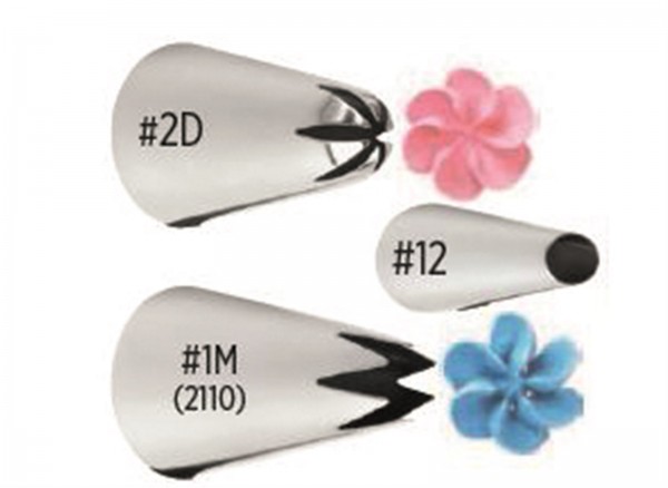3-tlg. Set Spritztüllen extra gross, #1M, #2D, #2A