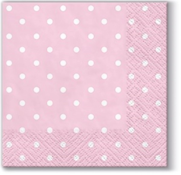 Servietten Cocktail 20x Punkte rosa/weiss, 25x25cm
