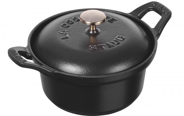 Mini Retro Topf m. Deckel, schwarz, Ø12 cm