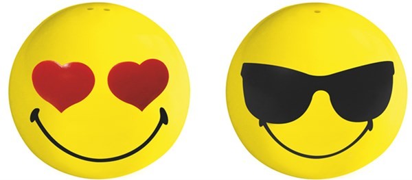 Smiley Salz-/Pfefferstreuer 2er-Set, Emoticon Love/Cool