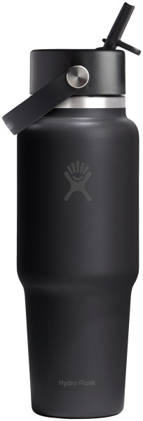Trinkflasche Travel Wide Flex Deckel Strohhalm 945ml schwarz