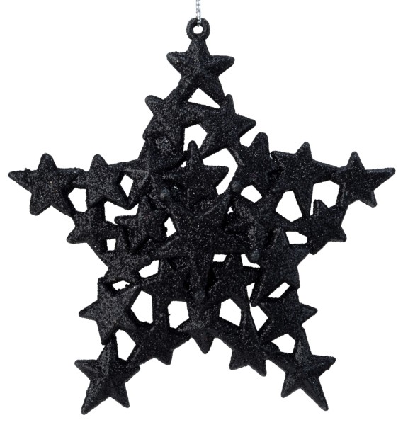 Aufhänger Stern, glitter schwarz, 13x13cm