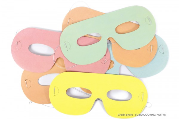 Partymasken multicolor pastel, 6 Stk.