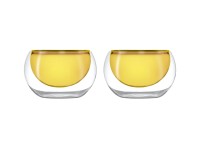 2er Set Glasschalen doppelw. gelb, 180ml