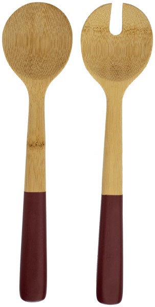 Salatbesteck 27cm Bambus garnet red