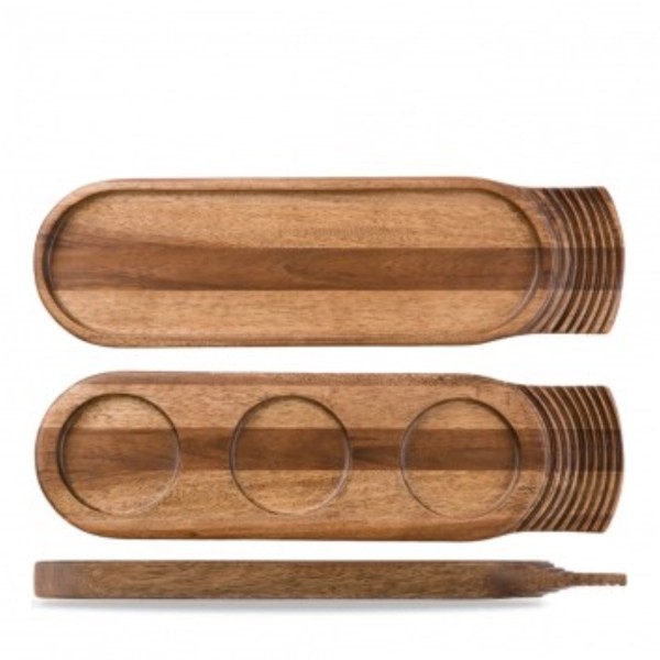 Alchemy Wood Grosses Tablett mit 1 Griff 48x14cm 3 Vertiefun